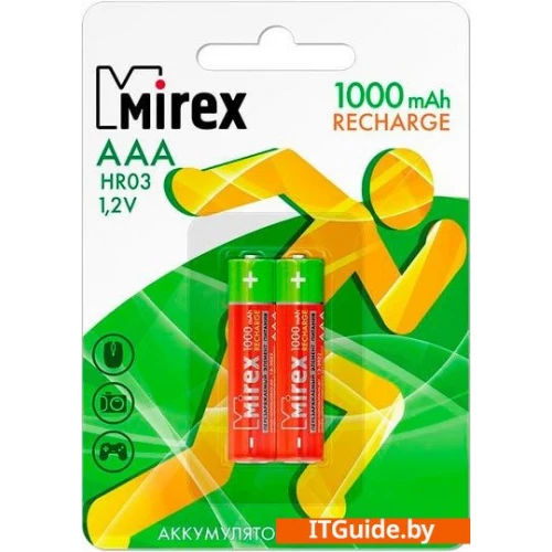 Аккумуляторы Mirex AAA 1000mAh 2 шт HR03-10-E2 ver1
