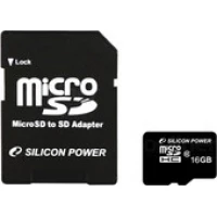 Карта памяти Silicon-Power microSDHC (Class 10) 16 Гб + адаптер (SP016GBSTH010V10-SP)