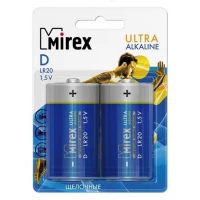 Батарейки Mirex LR20 D Алкалайн 2 шт 23702-LR20-E2