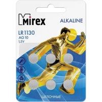 Элементы питания Mirex LR1130 (AG10) Mirex блистер 6 шт. 23702-LR1130-E6