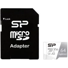 Карта памяти Silicon-Power Superior microSDXC SP064GBSTXDA2V20SP 64GB (с адаптером)