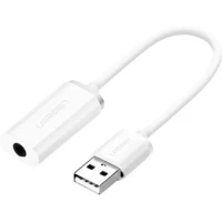 Адаптер Ugreen US206 30712 USB Type-A - 3.5 мм (0.15 м, белый)