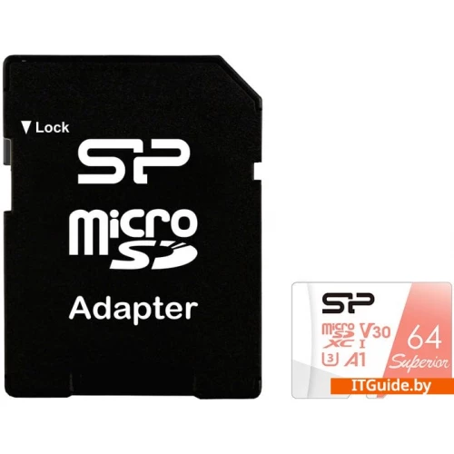 Silicon-Power Superior A1 microSDXC SP064GBSTXDV3V20SP 64GB (с адаптером) ver1