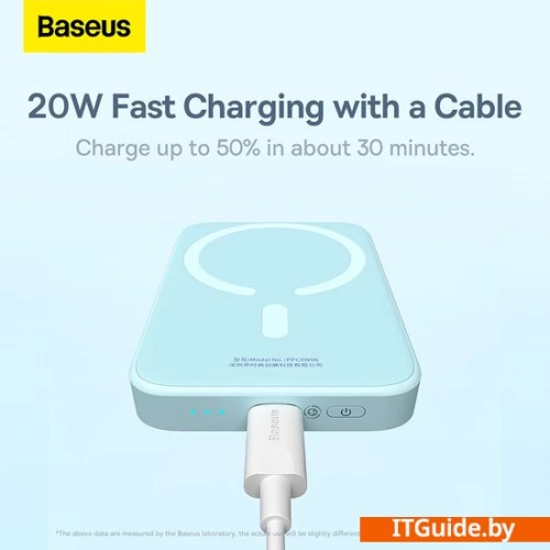Внешний аккумулятор Baseus Magnetic Wireless PPCX020003 6000mAh (голубой) ver2