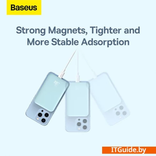 Внешний аккумулятор Baseus Magnetic Wireless PPCX020003 6000mAh (голубой) ver5