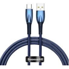 Кабель Baseus Glimmer Series Fast Charging Data Cable USB Type-A - Type-C 100W CADH000403 (1 м, синий)