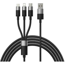 Кабель Baseus StarSpeed 1-for-3 Fast Charging Data Cable (0.6 м, черный)