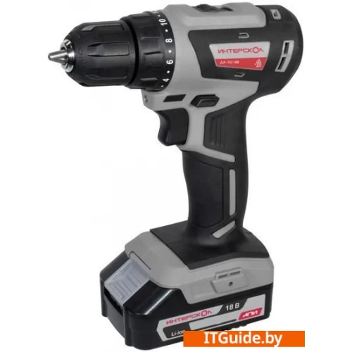 Дрель-шуруповерт Интерскол ДА-10/18В (с 2-мя АКБ 1.5 Ач, кейс) ver2