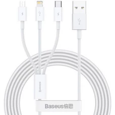 Кабель Baseus Superior Series Fast Charging USB Type-A - USB Type-C/microUSB/Lightning (1 м, белый)