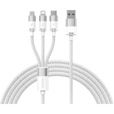 Кабель Baseus One-For-Three Fast Charging Data Cable 3.5A USB Type-A - USB Type-C/microUSB/Lightning (1.2 м, белый)