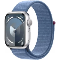 Умные часы Apple Watch Series 9 41 мм (алюминиевый корпус, серебристый/зимний синий, нейлоновый ремешок)