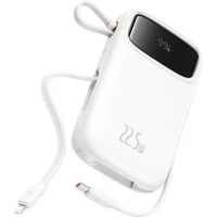 Внешний аккумулятор Baseus Qpow2 Dual-Cable Digital Display Fast Charge Power Bank 22.5W 10000mAh (белый)