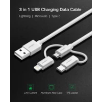 Кабель Ugreen US186-50203 USB Type-A - USB Type-C/Lightning/microUSB (1.5 м, белый)