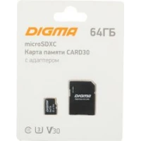 Карта памяти Digma MicroSDXC Class 10 Card30 DGFCA064A03