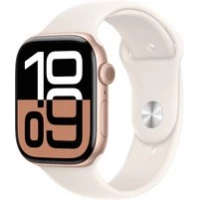 Умные часы Apple Watch Series 10 46 мм (алюминиевый корпус, розовое золото/звездный свет, спортивный силиконовый ремешок M/L)