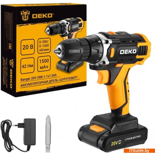 Дрель-шуруповерт Deko Banger 20V ONE + 083-1042 (с 1-им АКБ) ver1