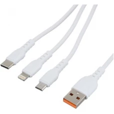 Кабель GoPower 00-00022794 USB Type-A - USB Type-C/microUSB/Lightning (1 м, белый)