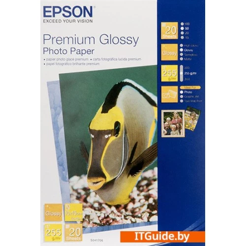 Фотобумага Epson Premium Glossy Photo Paper 10x15 20 листов (C13S041706) ver1